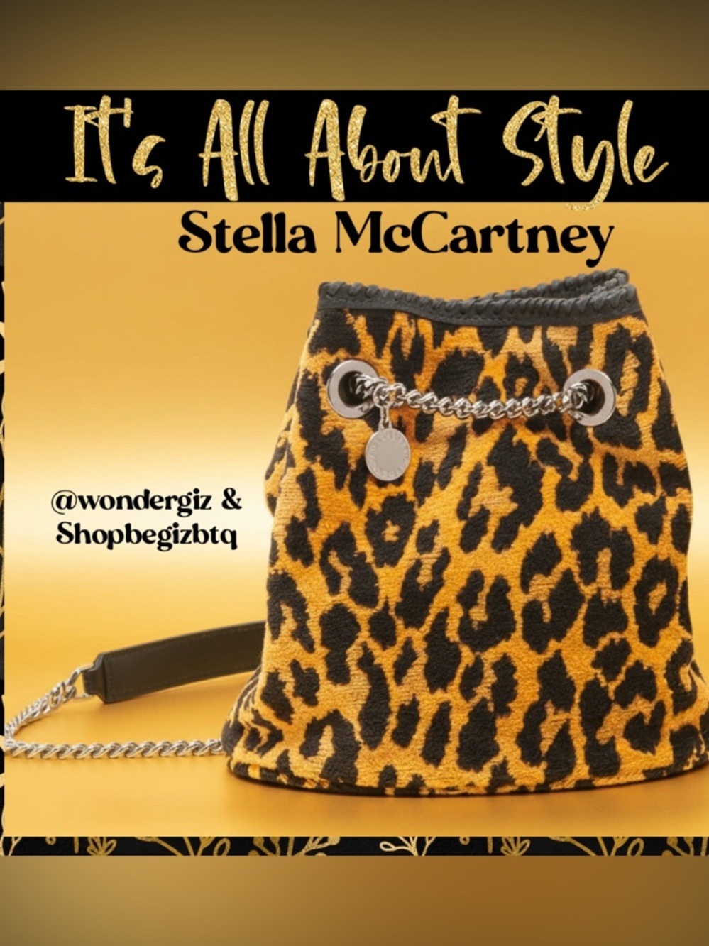 EUC Stella McCartney Leopard Jacquard Bucket Bag